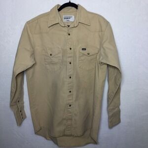 Wrangler Western Shirt Tan Beige Snap Cowboy Brushpopper Thick Heavy‎ Warm *See